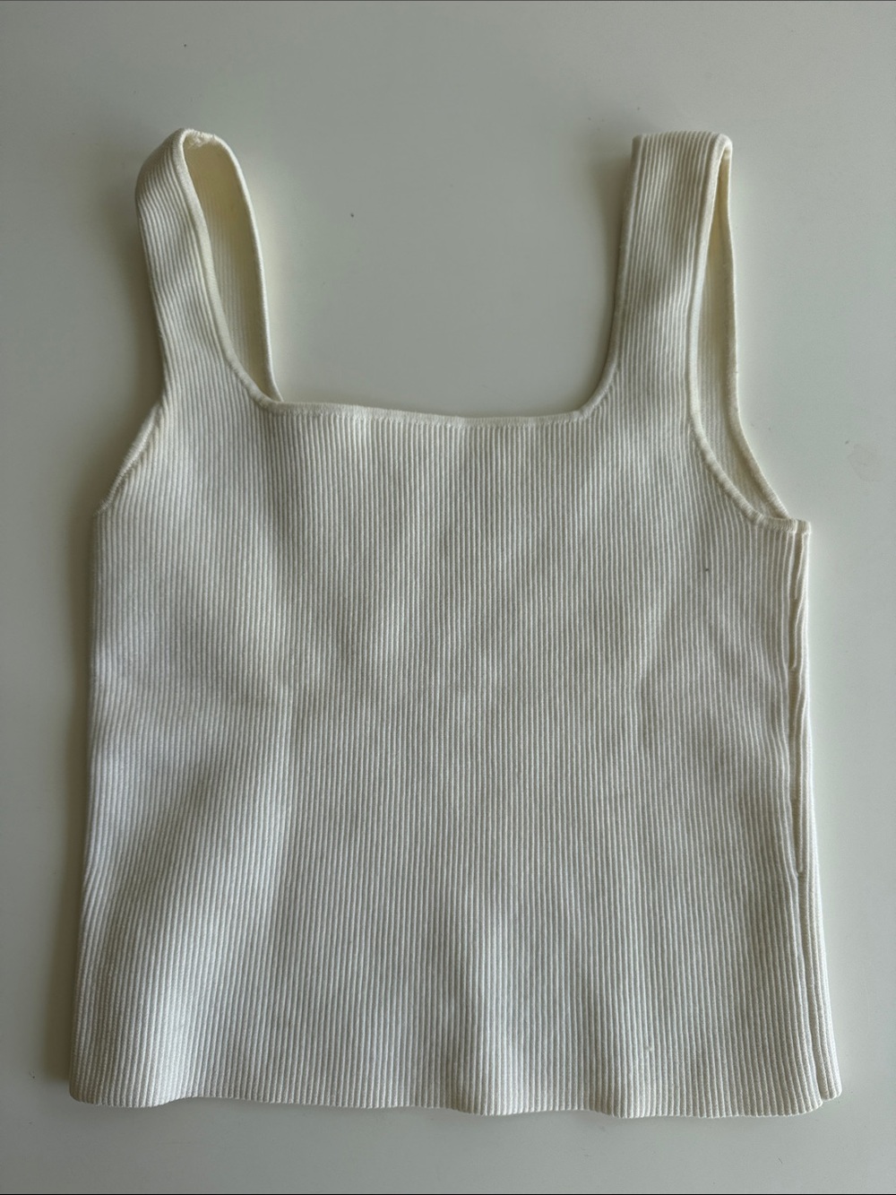 Reformation Cream Ribbed Square Neck Tank